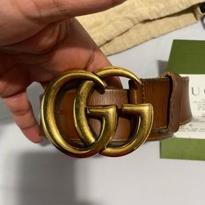 Leather belt with Double G buckle. Like new, used belt